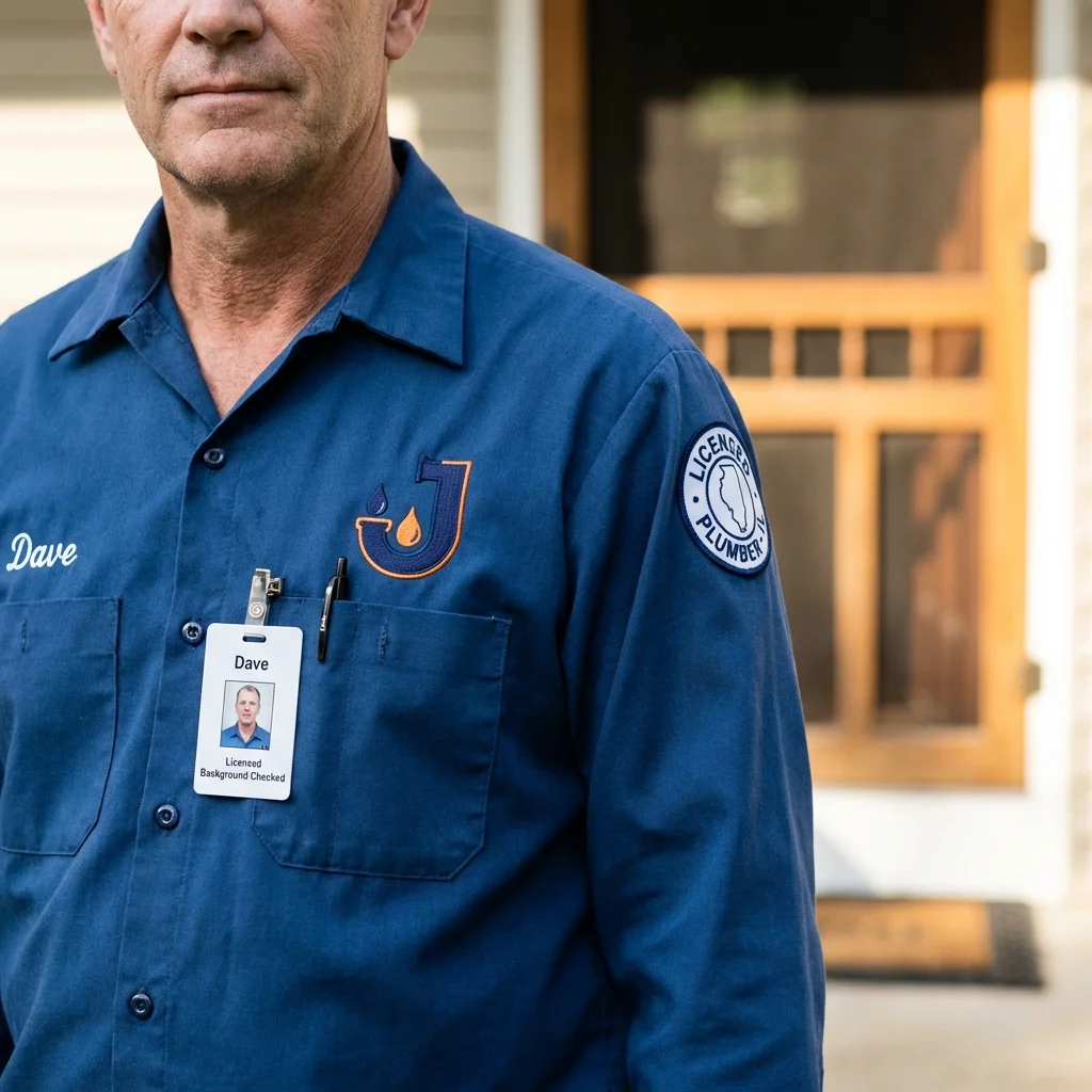 Licensed plumber showing ID badge in Asotin, WA