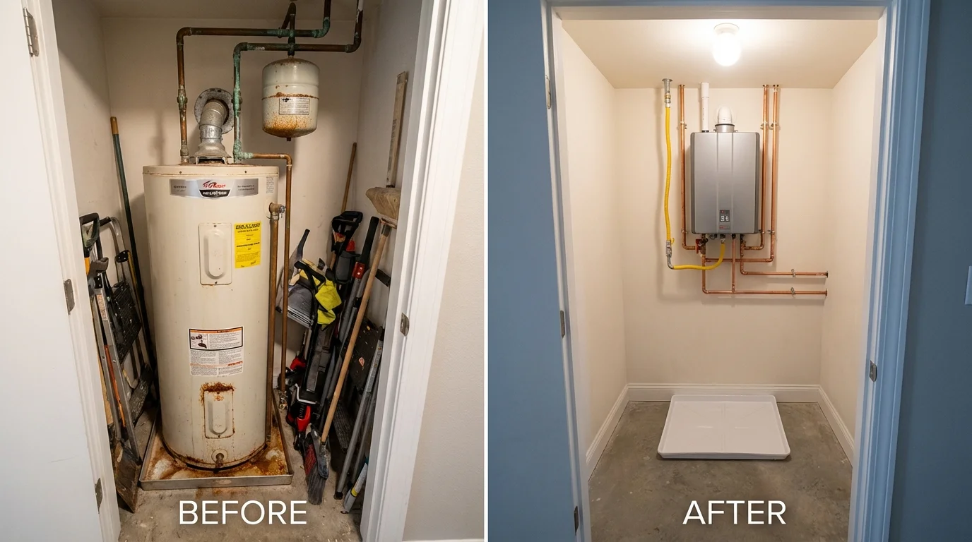 Tank water heater versus wall-mounted tankless unit comparison for Asotin, WA homeowners